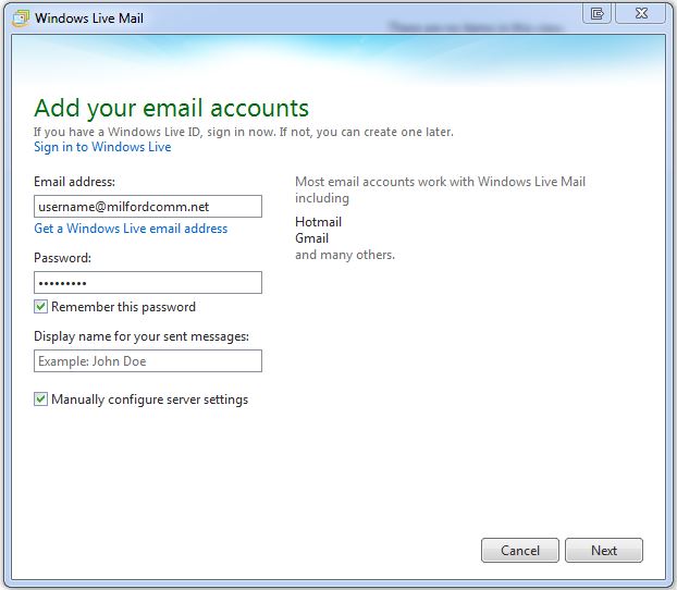 Send or receive emails from other accounts using Hotmail Windows Live